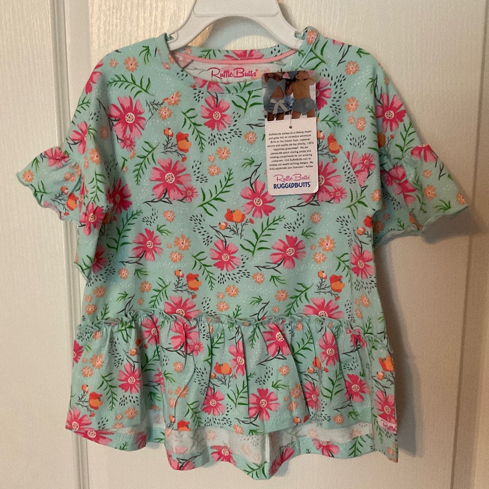 NEW Ruffle Butts Mia Top in Running in Wildflowers Size 4T